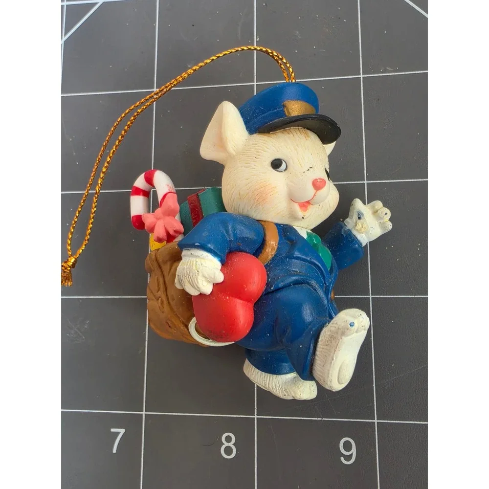 Vintage 1991 Illustre Faire Mouse Mailman Christmas Ornament Heart Candy Cane
